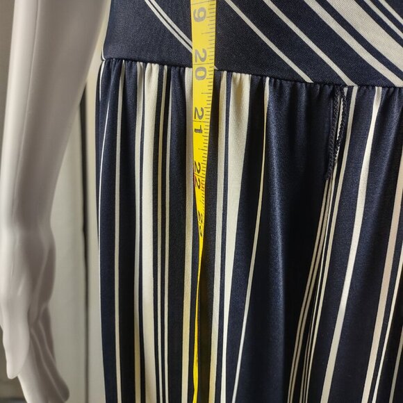 Emma & Michele Blue White Stripe Jersey V Neck Wide Leg Jumpsuit Size Large - Picture 7 of 14